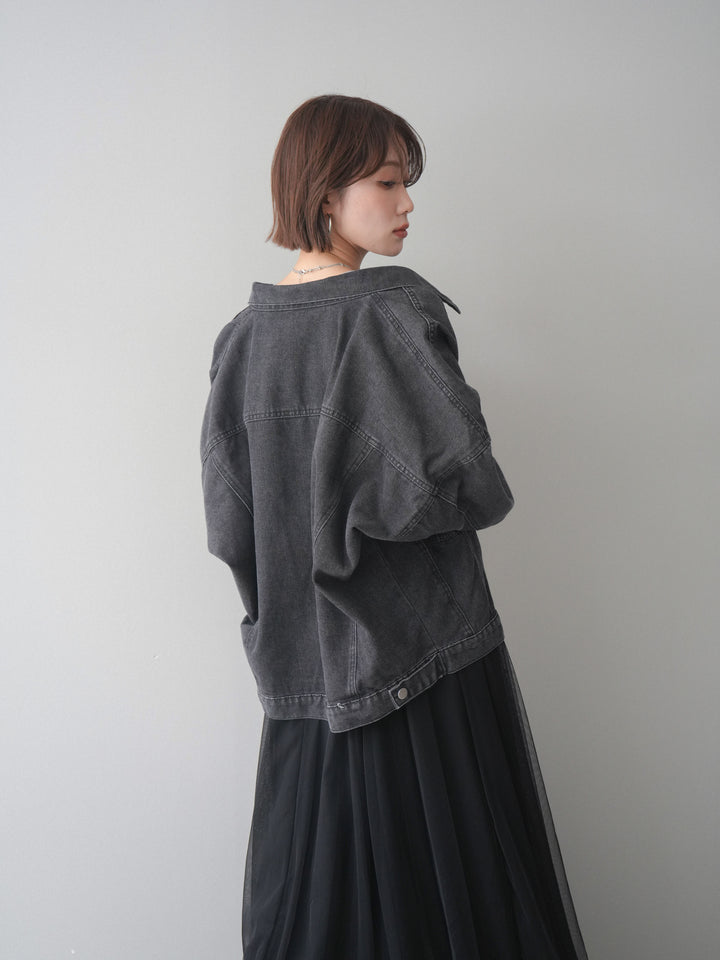 [SET]ルーズシルエットデニムジャケット+チュールボリュームスカート(2set)