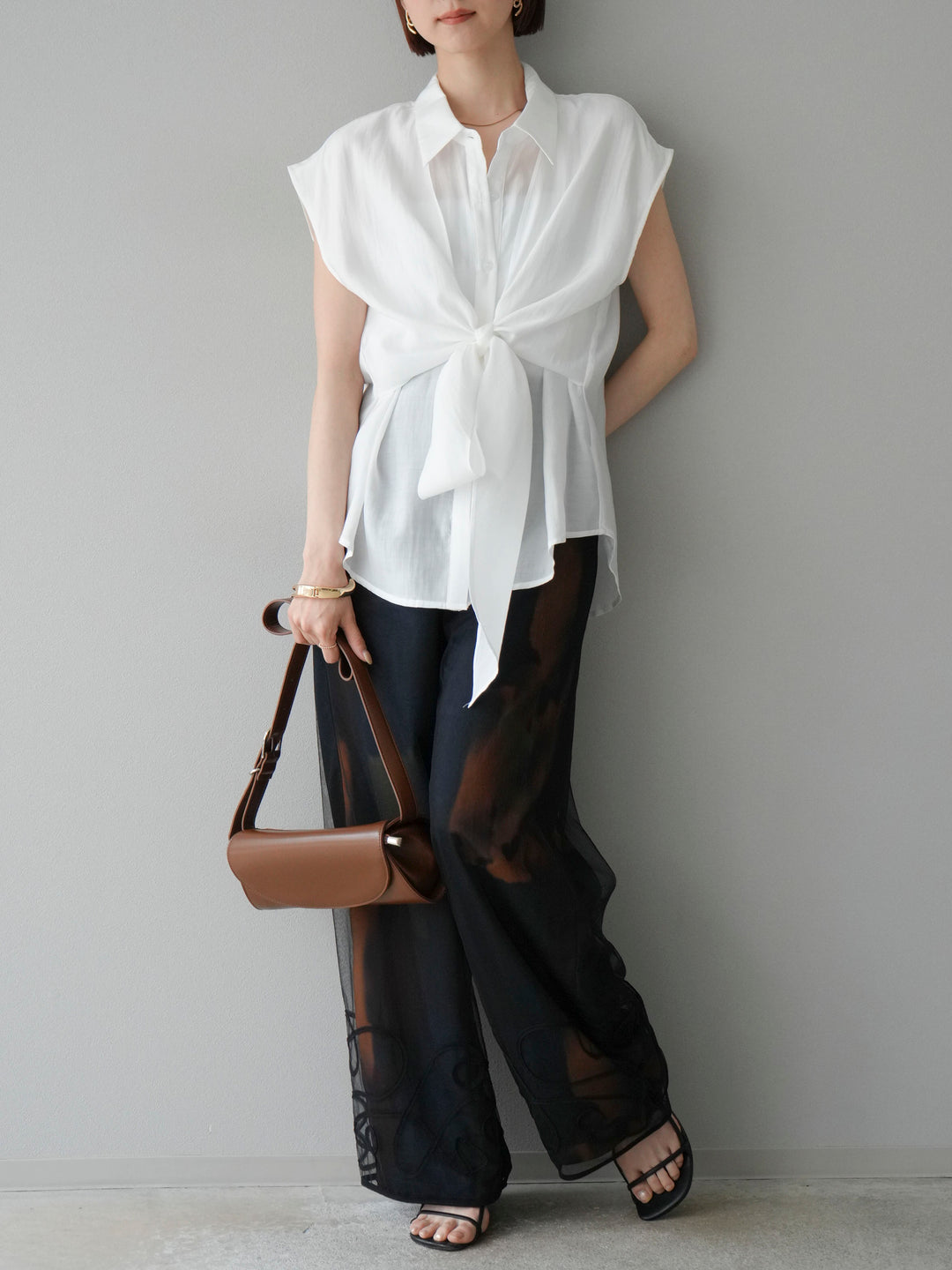 [予約]フロントタイシアーブラウス/アイボリー