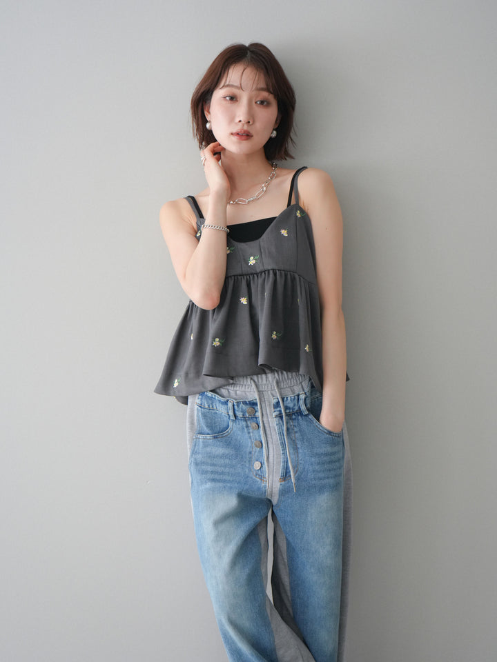 [予約]フラワー刺繍ビスチェ/gray