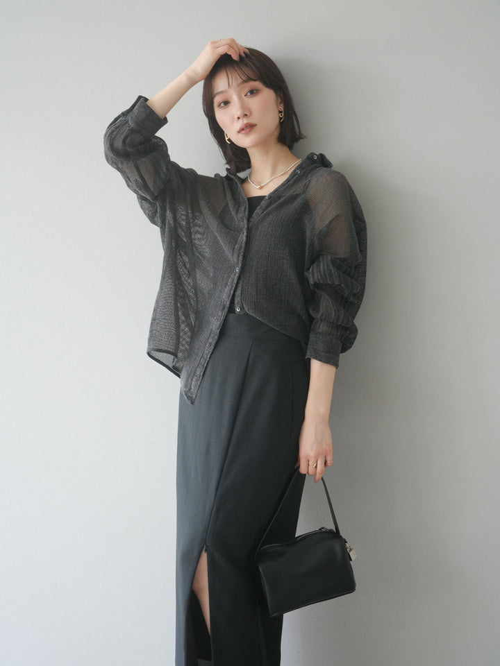 [予約]コットンラメメッシュオーバーシャツ/グレー