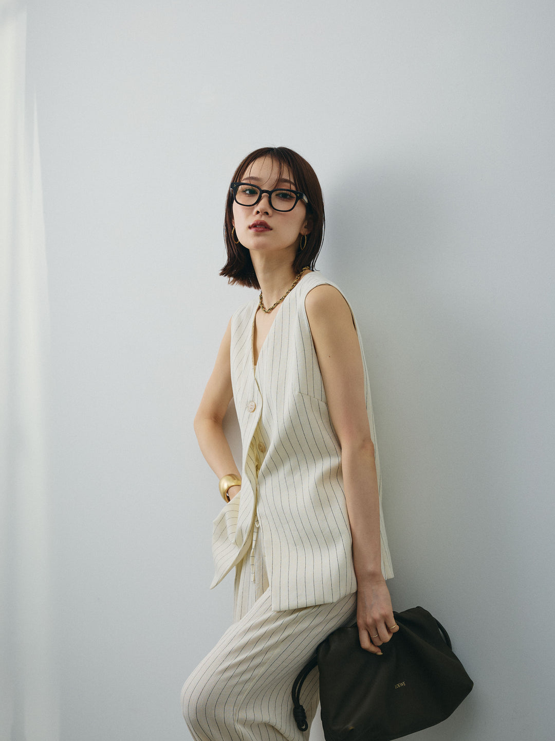 [SET] 條紋背心＆寬褲SET UP（2件套）