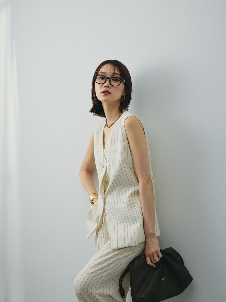 [SET] 條紋背心＆寬褲SET UP（2件套）