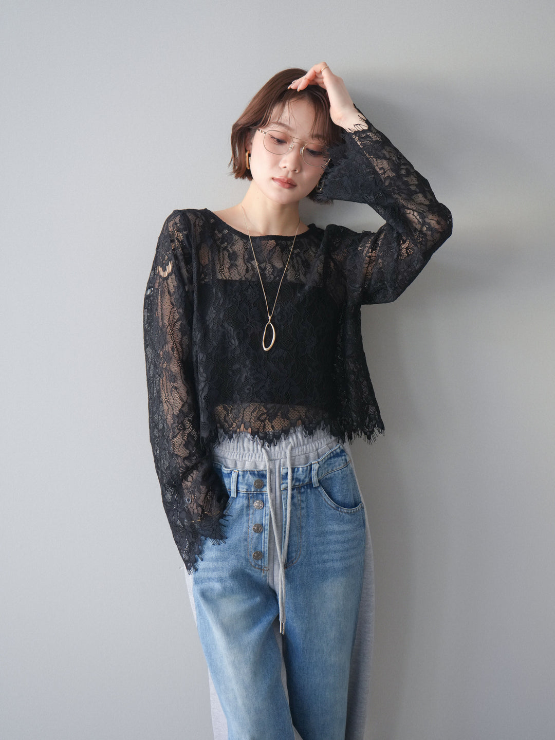 [SET]2WAYスリーブレーストップス+2WAYスリーブレーストップス(2set)