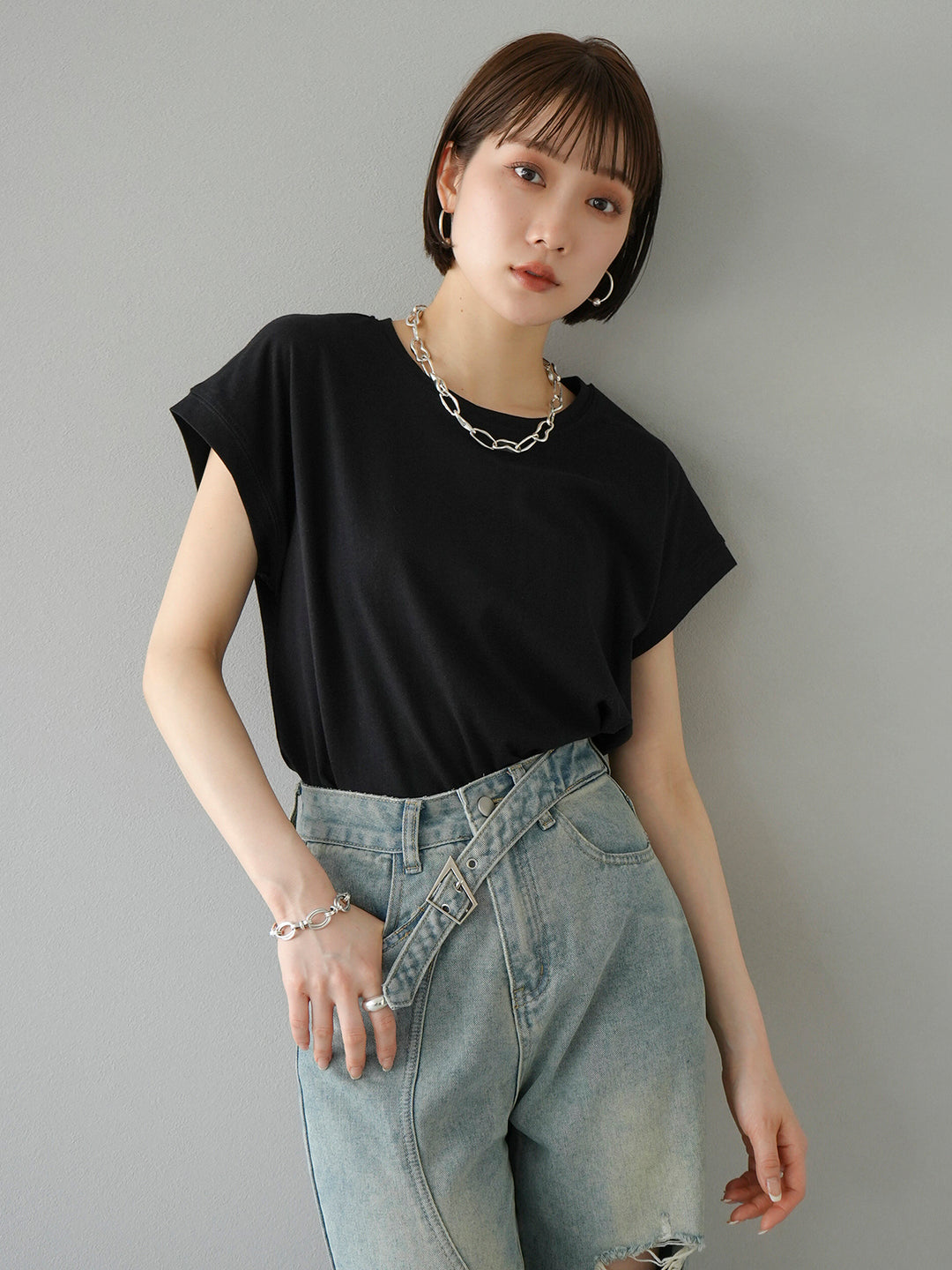 [Pre-order] French Sleeve T-shirt/Black