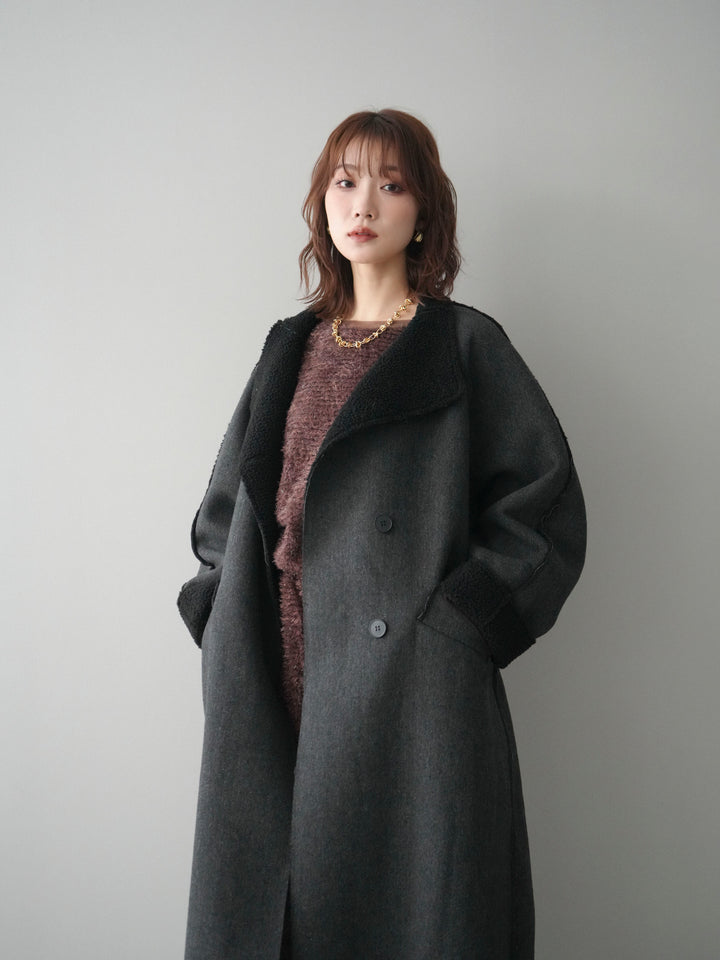 [SET]アウトシーム裏ボアコート+ラメシャギートップス(2set)