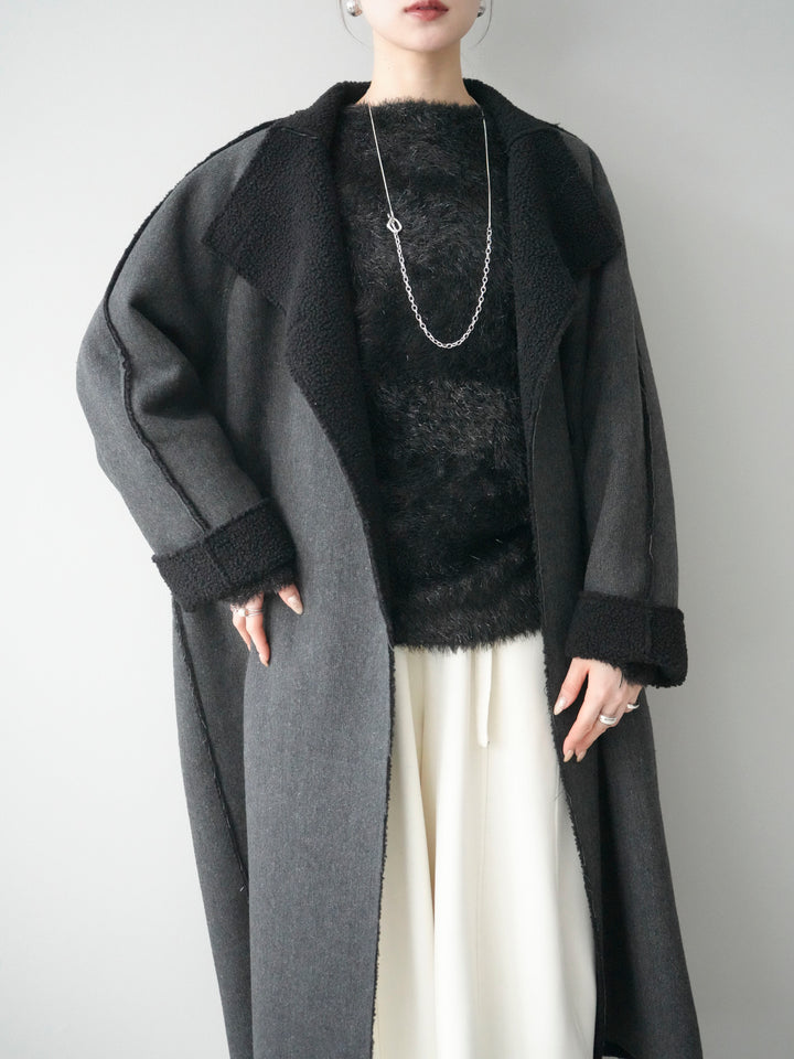 [予約]アウトシーム裏ボアコート/black