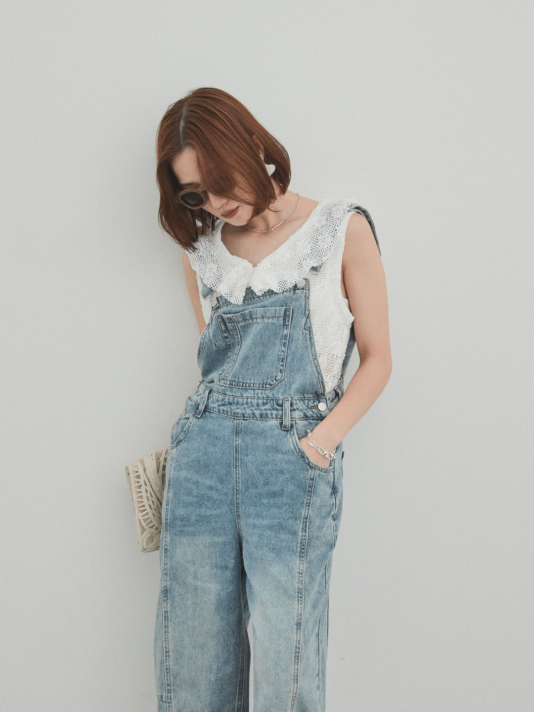 [套裝] 帶紗荷葉邊無袖上衣 + 帶紗荷葉邊無袖上衣 (2套)