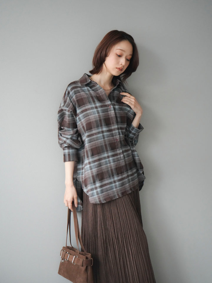 [予約]マルチウェイチェックシャツ/brownblue