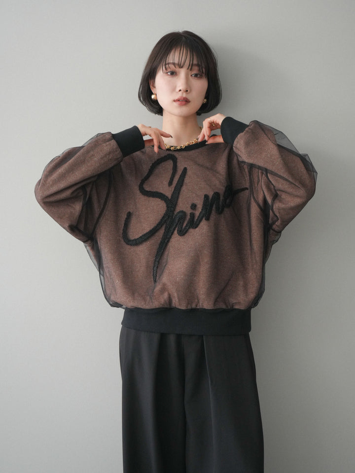 [予約]チュールレイヤードロゴスエットプルオーバー/brown