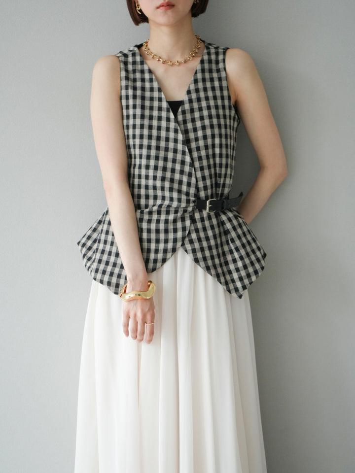 [SET]ベルトデザインバルーンブラウス+選べるアクセセット(2set)