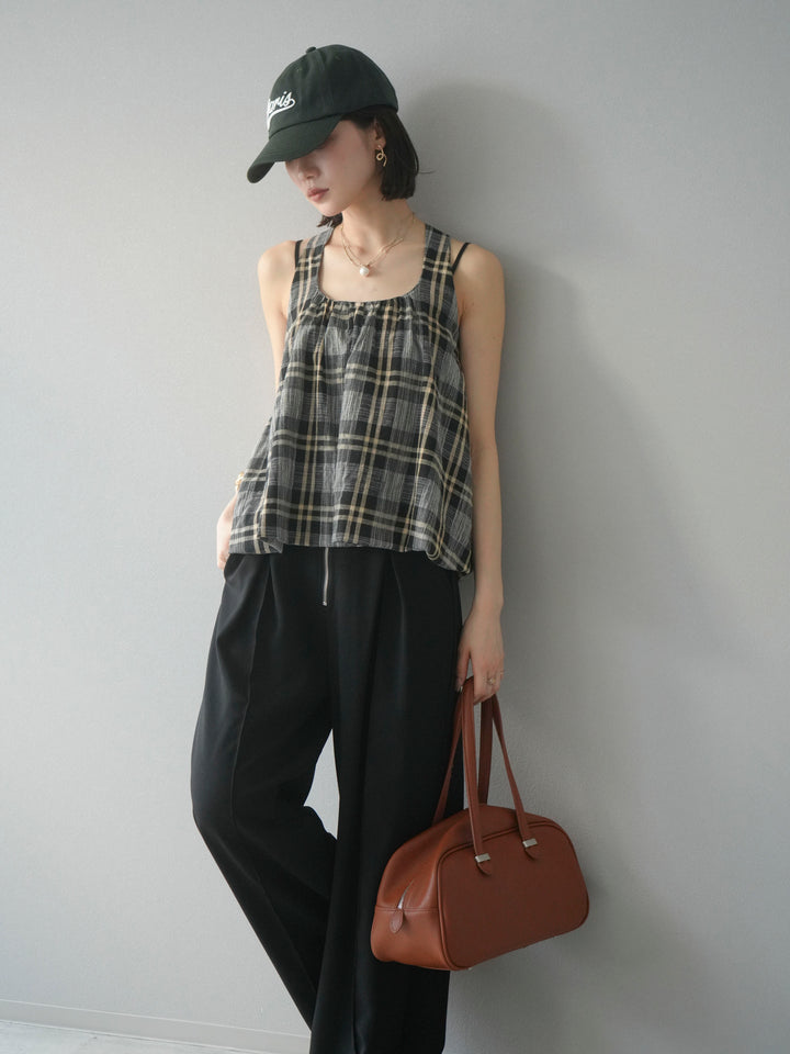 [予約]チェッククロスキャミプルオーバー/ブラック