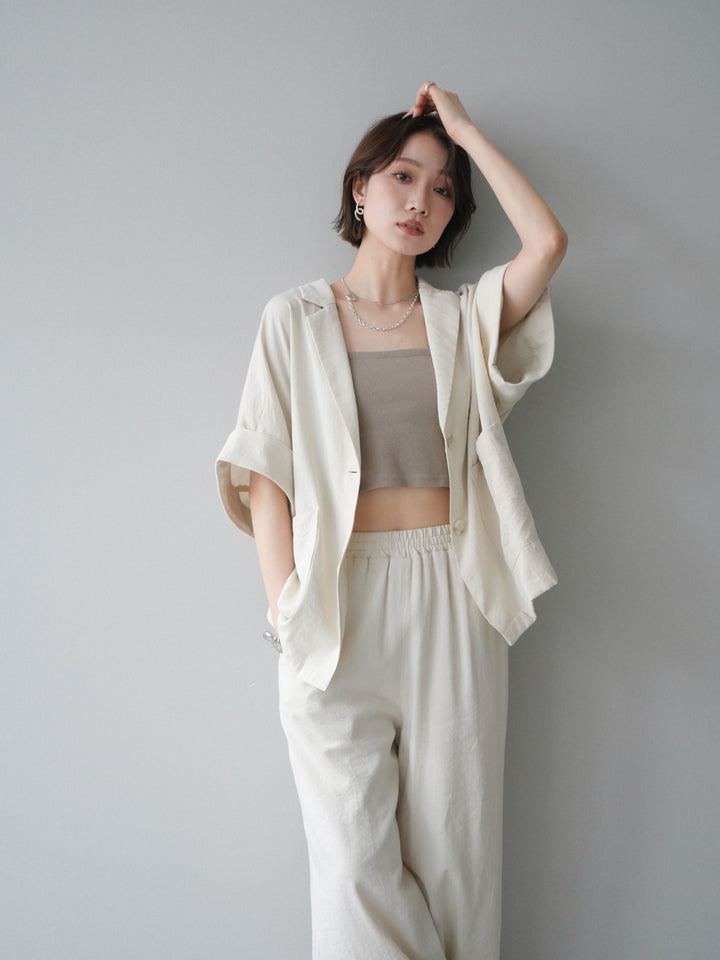 [SET]ハーフスリーブオーバージャケット+リラックスワイドパンツ(2set)