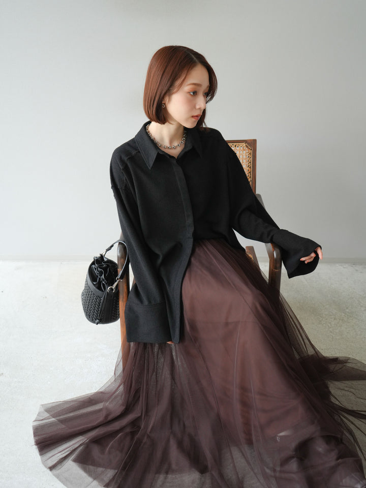 [予約]ネップオーバーシャツ/ブラック