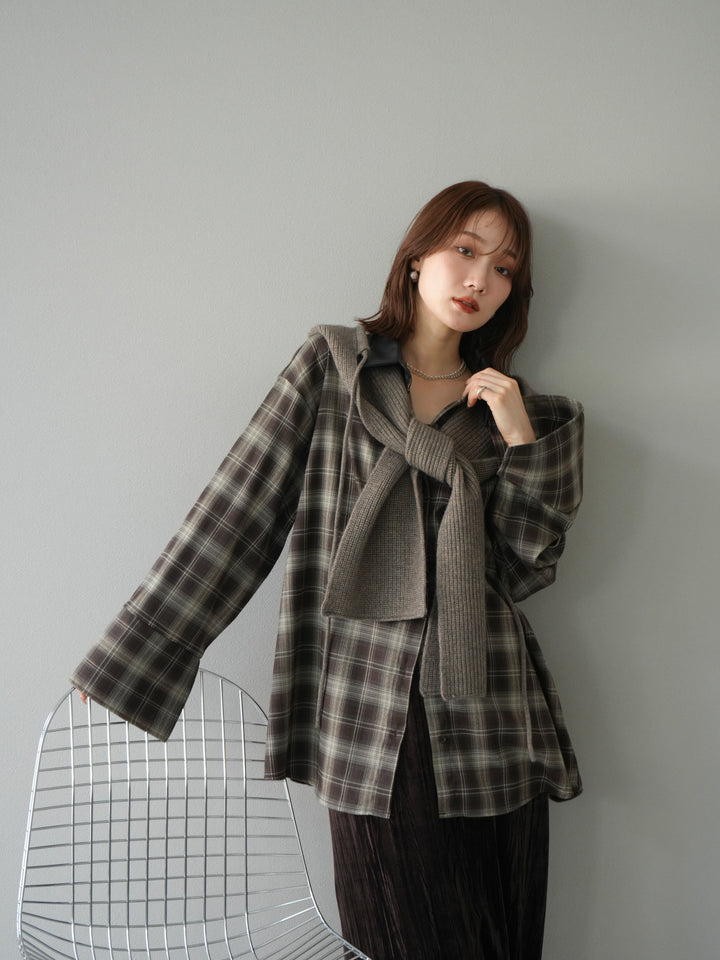 [予約]フードニットマフラー/グレージュ