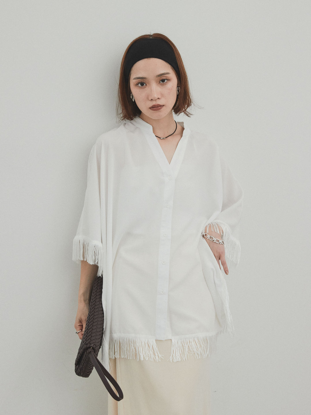 [SET] 方形流蘇斗篷襯衫 + 方形流蘇斗篷襯衫（2 件套）