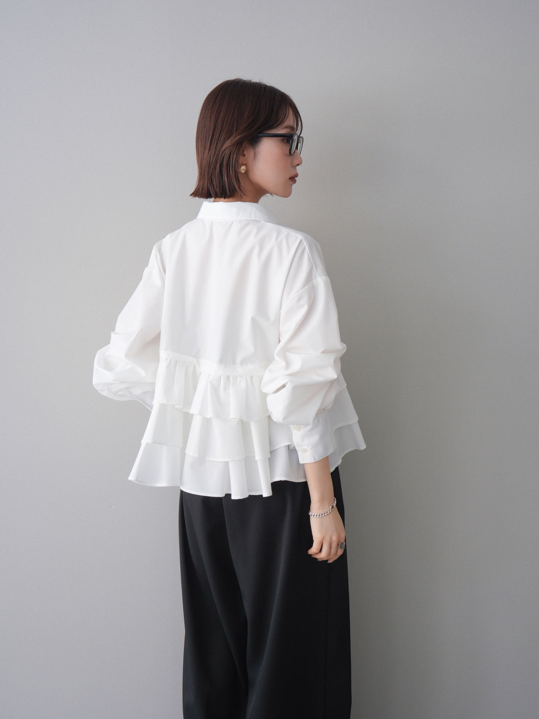 [SET]ブロードティアードショートシャツ+TRツイルデザインタックワイドパンツ(2set)