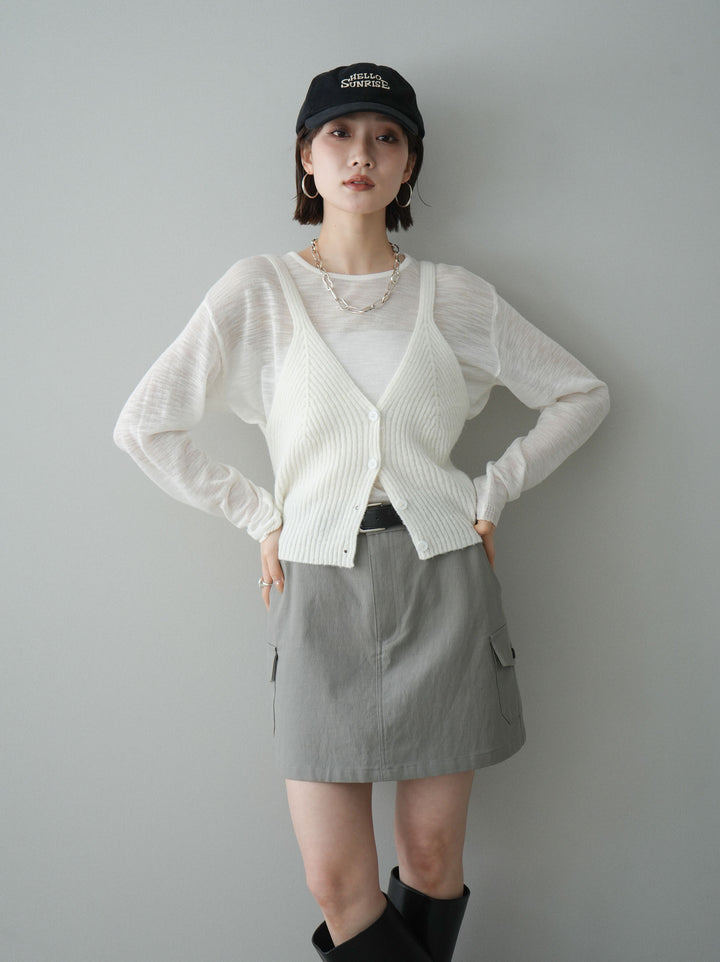 [予約]ビスチェアンサンブルシアーニット/white