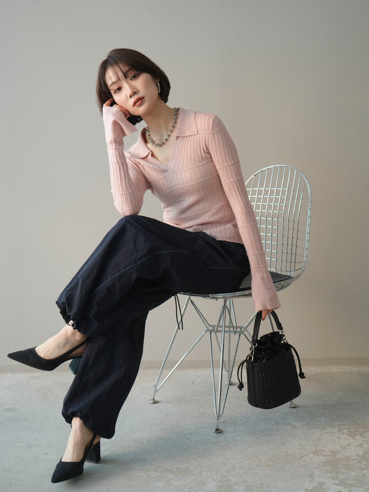 [予約]シアーリブスキッパーニットトップス/pink