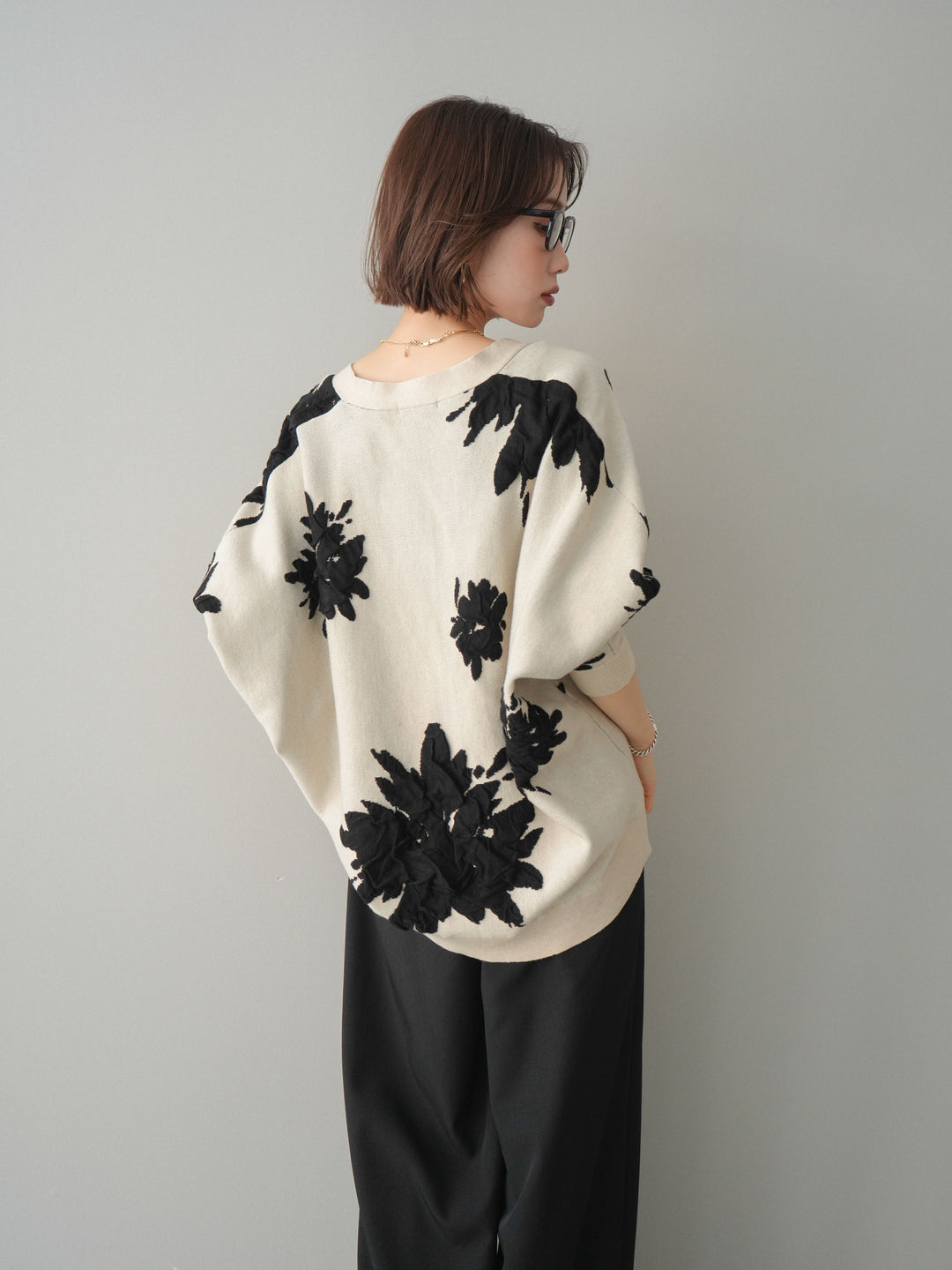 [SET]フラワージャガードニットカーディガン+フラワージャガードニットカーディガン(2set)