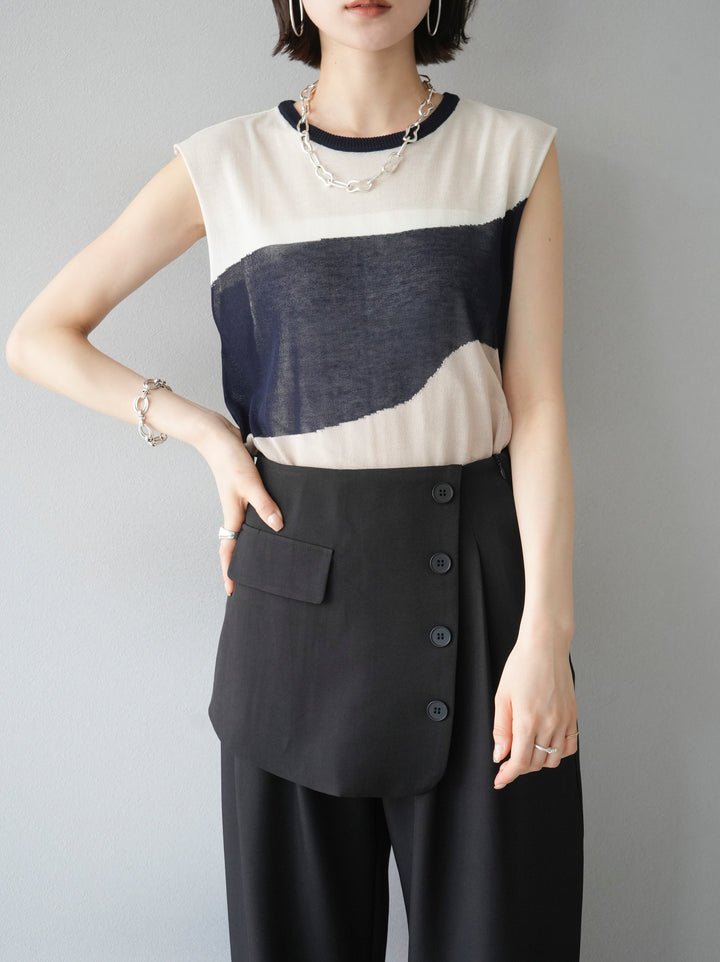 [Pre-order] Bicolor sheer knit sleeveless / ivory