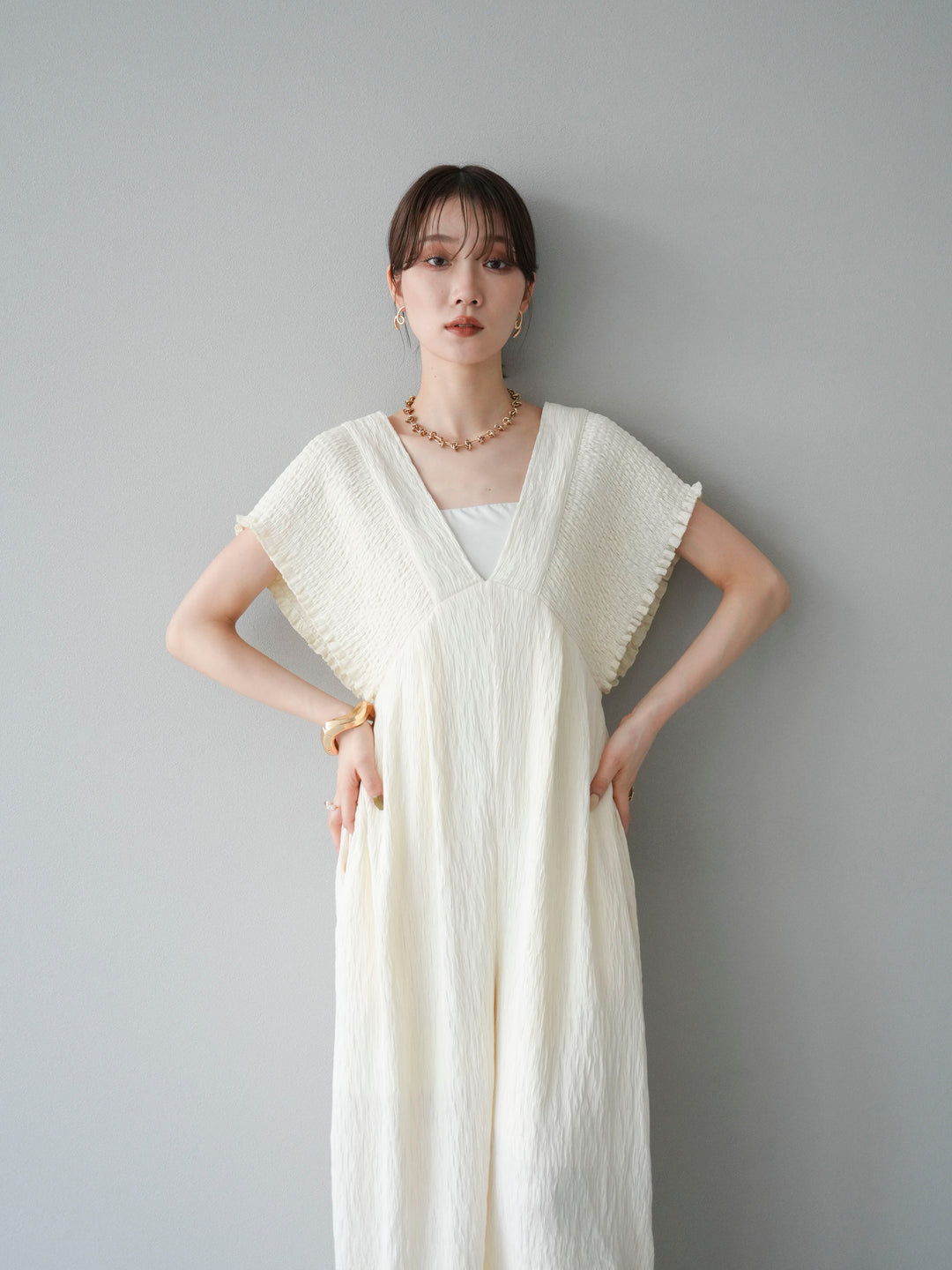 [SET]楊柳シャーリングサロペット+楊柳シャーリングサロペット(2set)