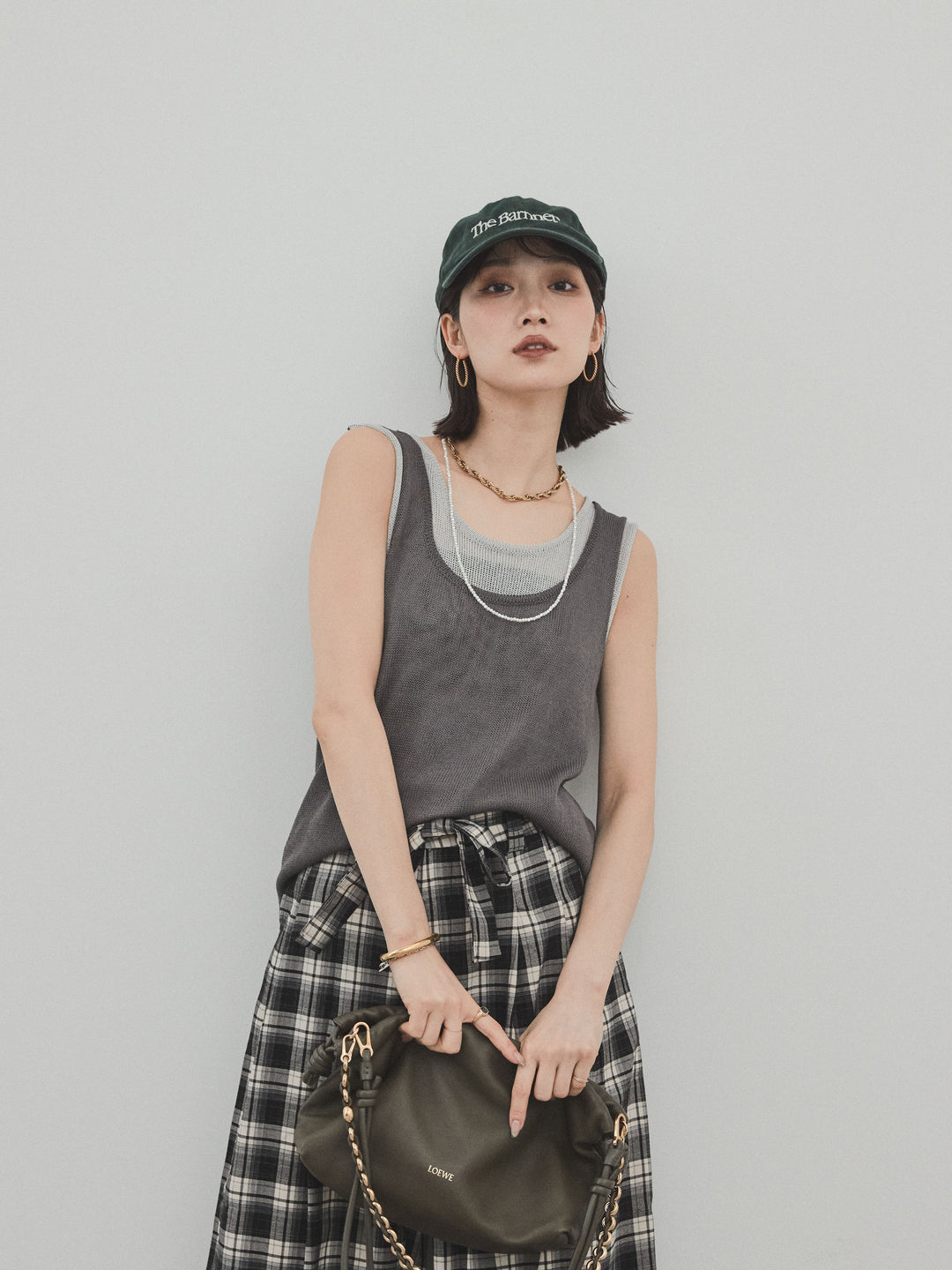 【SET】雙色疊穿針織背心+格紋寬褲（2套）