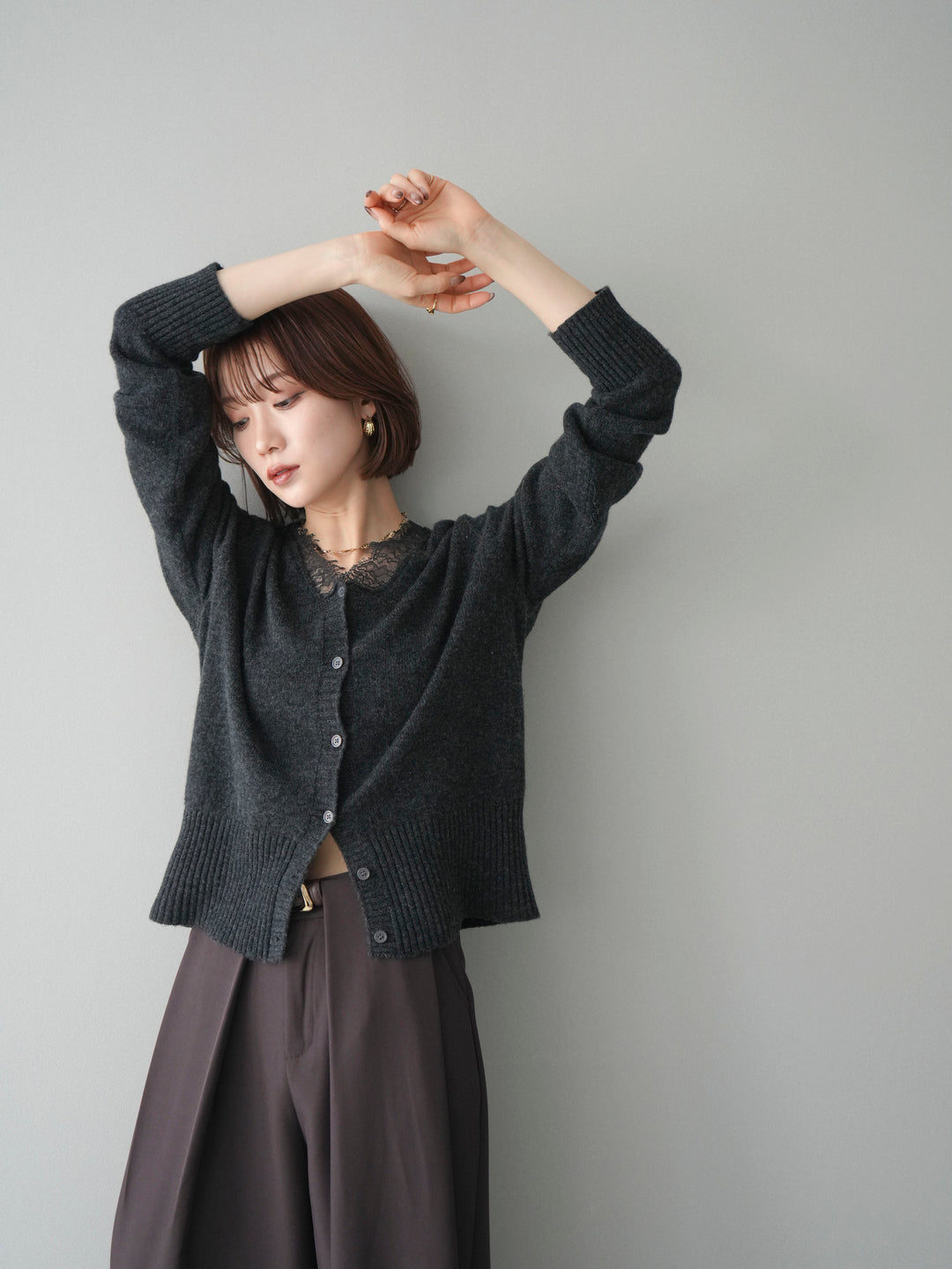 [SET]レースネックニットカーディガン+選べるアクセセット(2set)