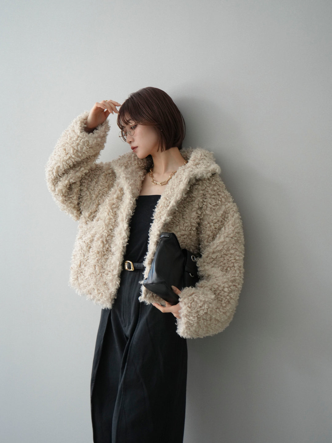 [SET]プードルファーミドルスタンドブルゾン+コットンツイルカーブパンツ(2set)