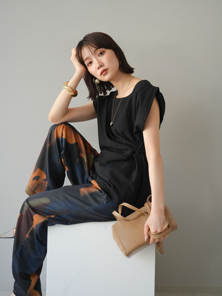 [予約]サイドツイストフレンチトップス/ブラック