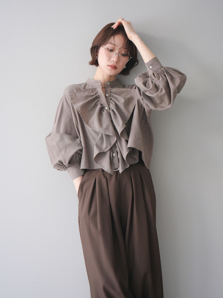 [SET]ラッフルフレアショートブラウス+ラッフルフレアショートブラウス(2set)