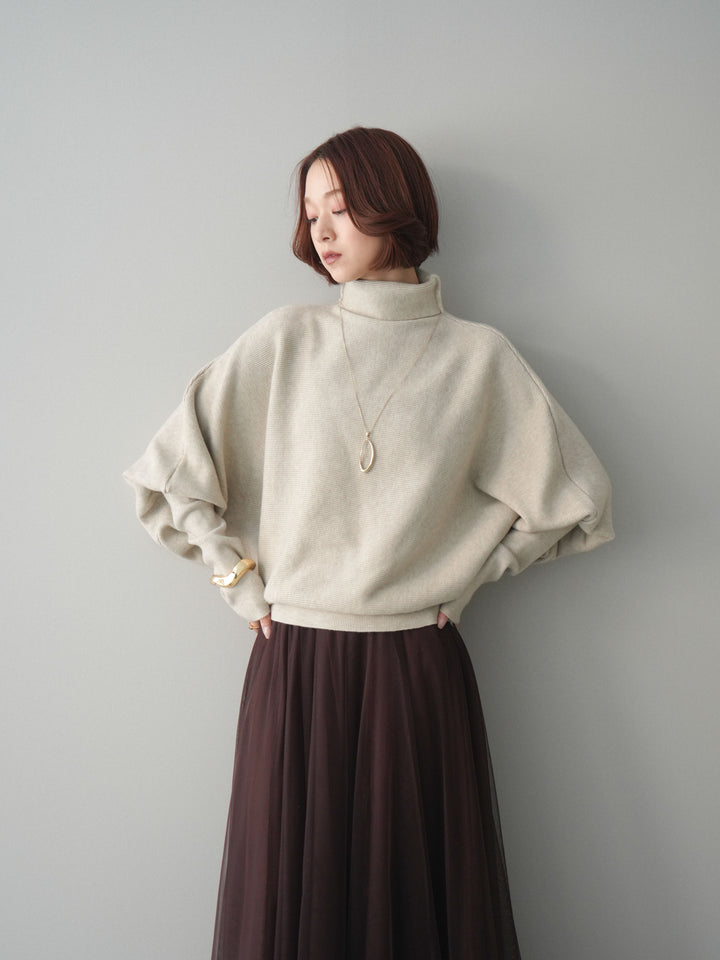 [予約]ボリュームドルマンタートルニットプルオーバー/ivory