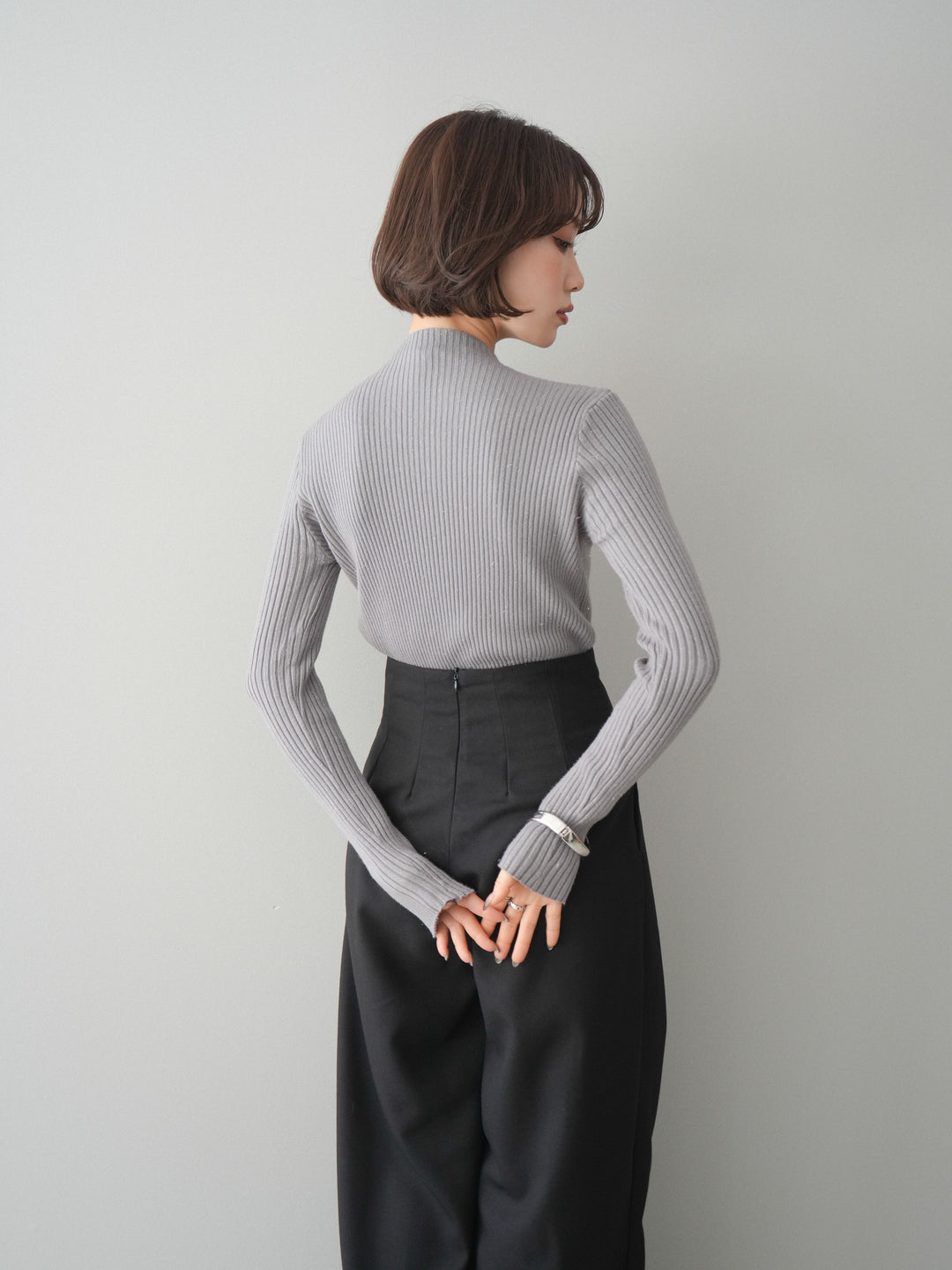 [SET]シアー切替スパンコールリブニットトップス+選べるアクセセット(2set)