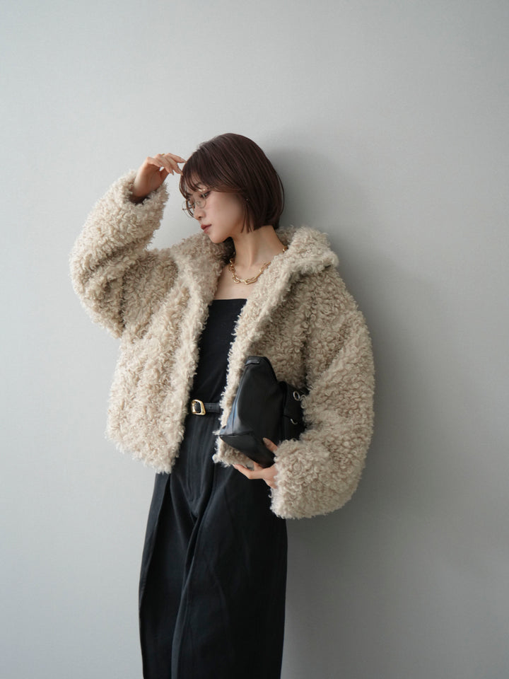 [予約]プードルファーミドルスタンドブルゾン/ivory