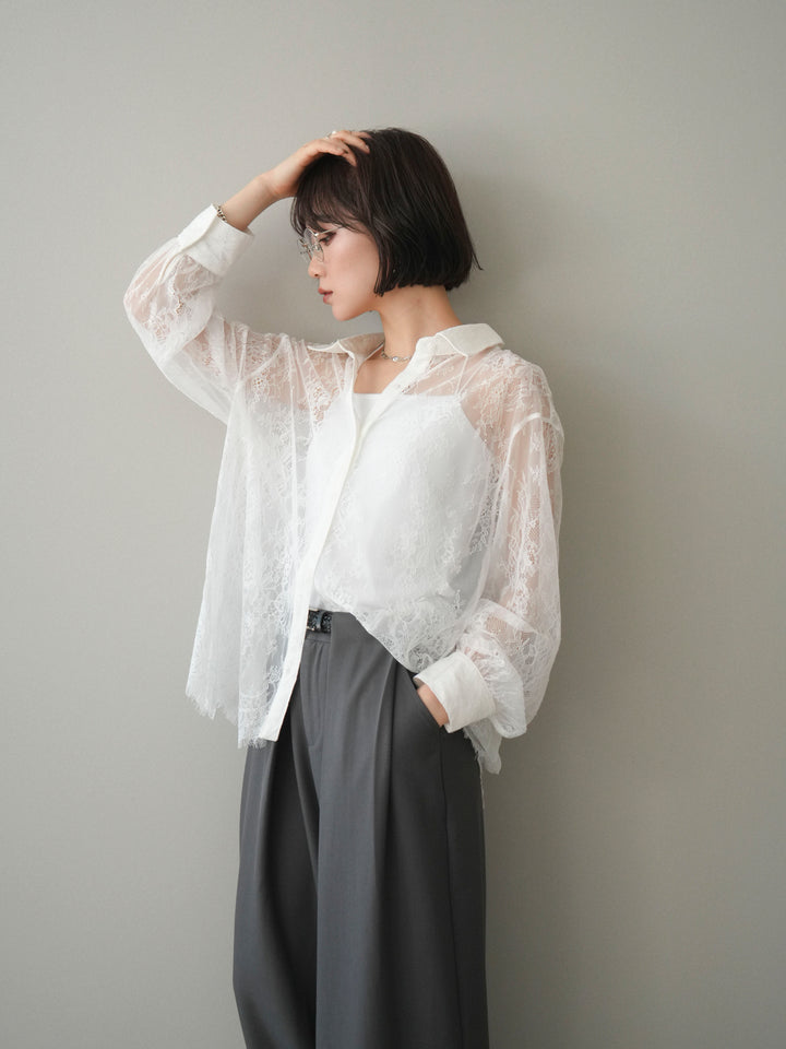 [SET]総レースボリュームスリーブシャツ+選べるアクセセット(2set)