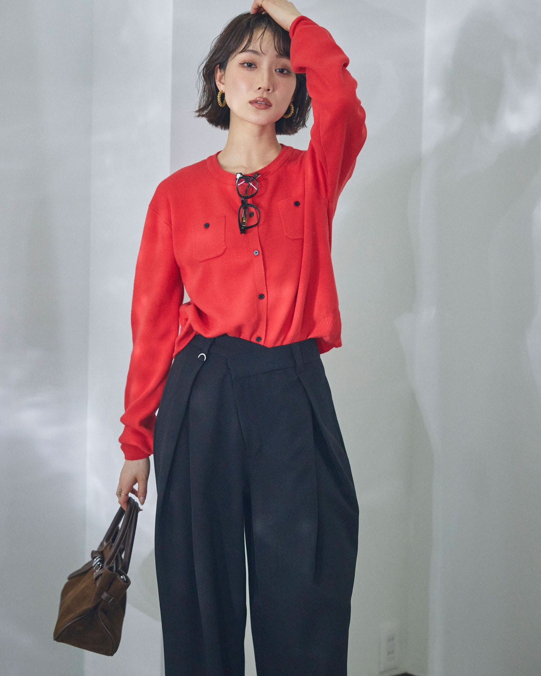 【Allure】[SET]ミニポケットニットカーディガン+ミニポケットニットカーディガン(2set)