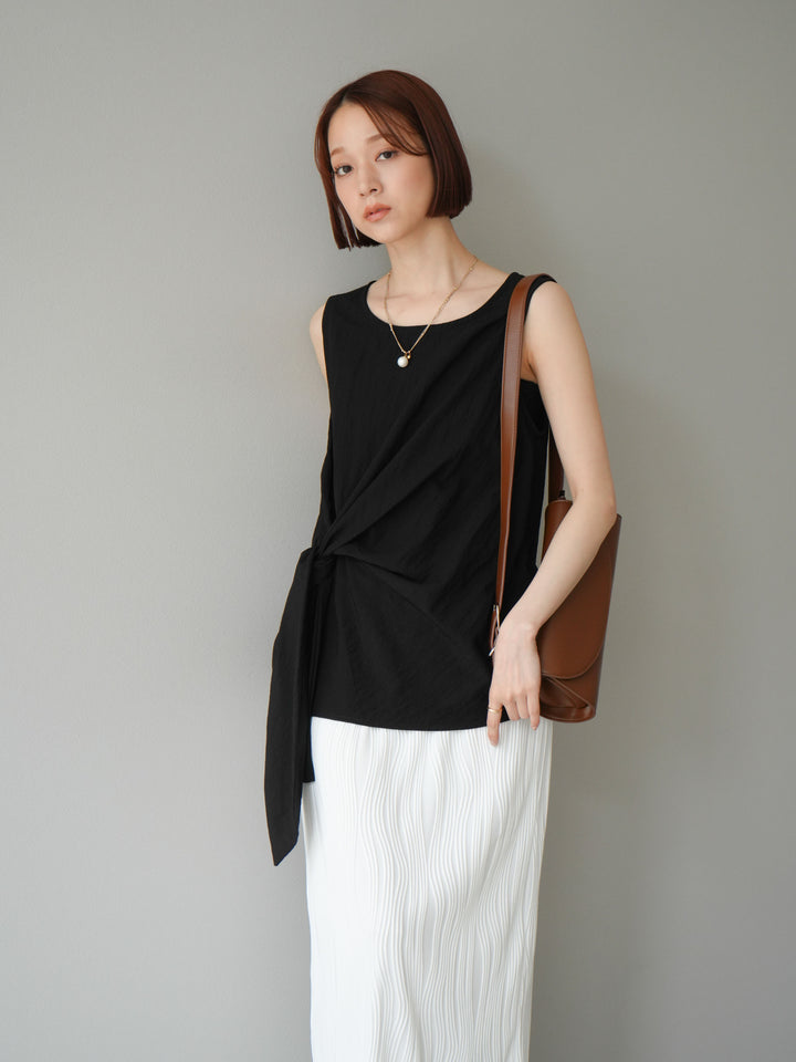 [SET] 前裹式無袖上衣+波浪滾邊緊身裙（2套）