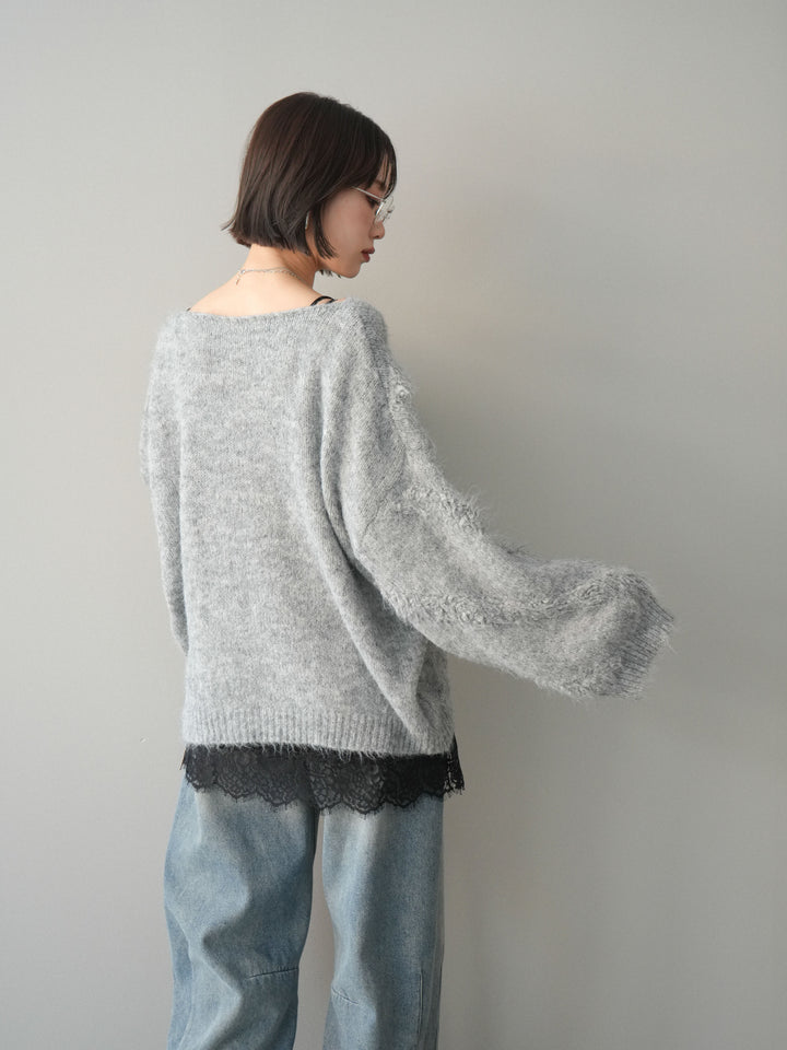 [予約]シャギーデザインニットプルオーバー/gray