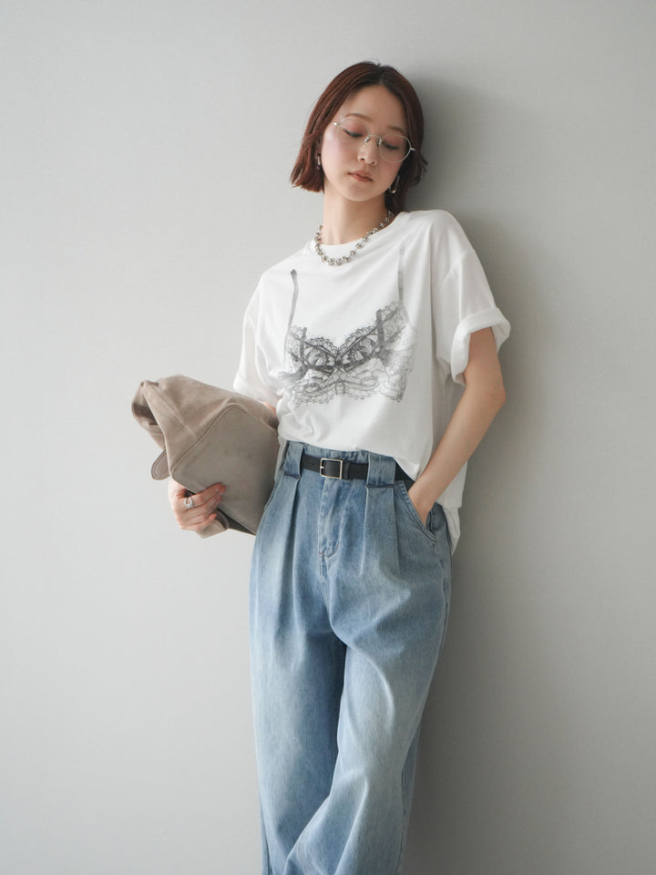 [予約]レースモチーフプリントTEE/off