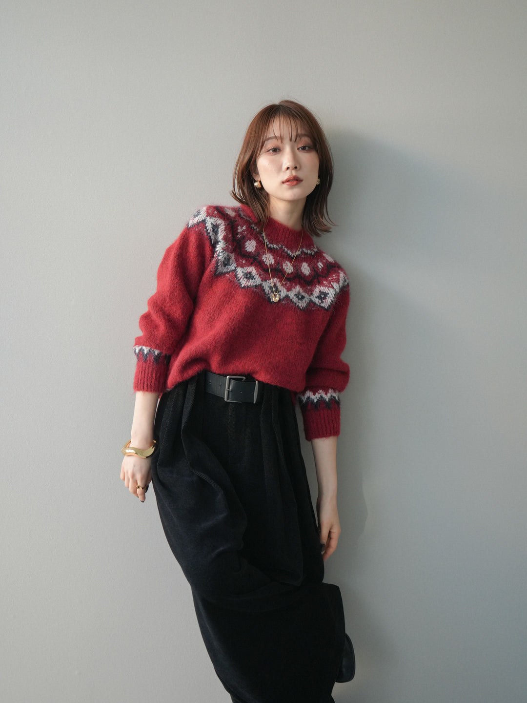 [SET]ソフトタッチ求心柄ニットプルオーバー+ソフトタッチ求心柄ニットプルオーバー(2set)