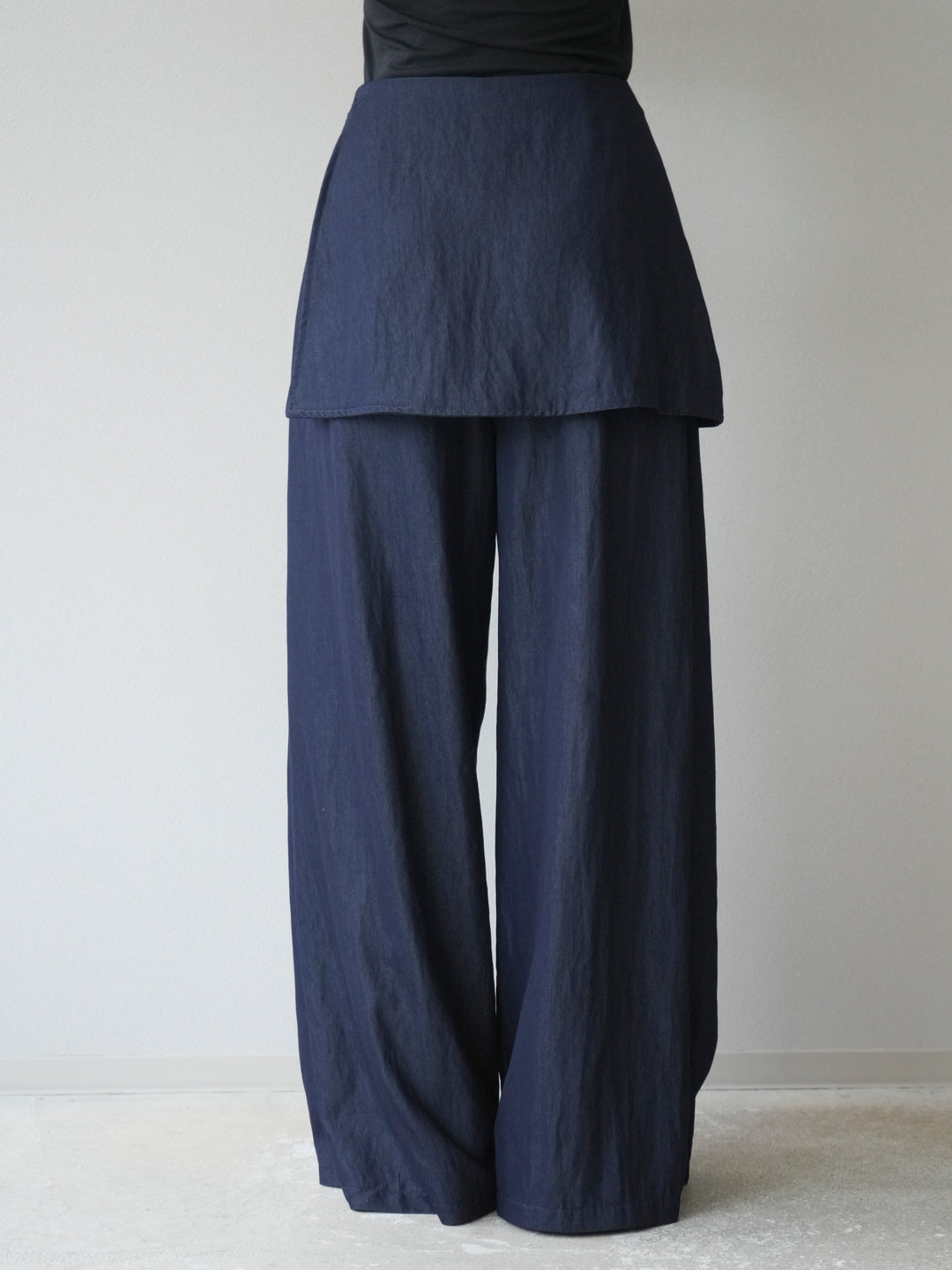 [予約]レイヤードテンセルデニムパンツ/ネイビー