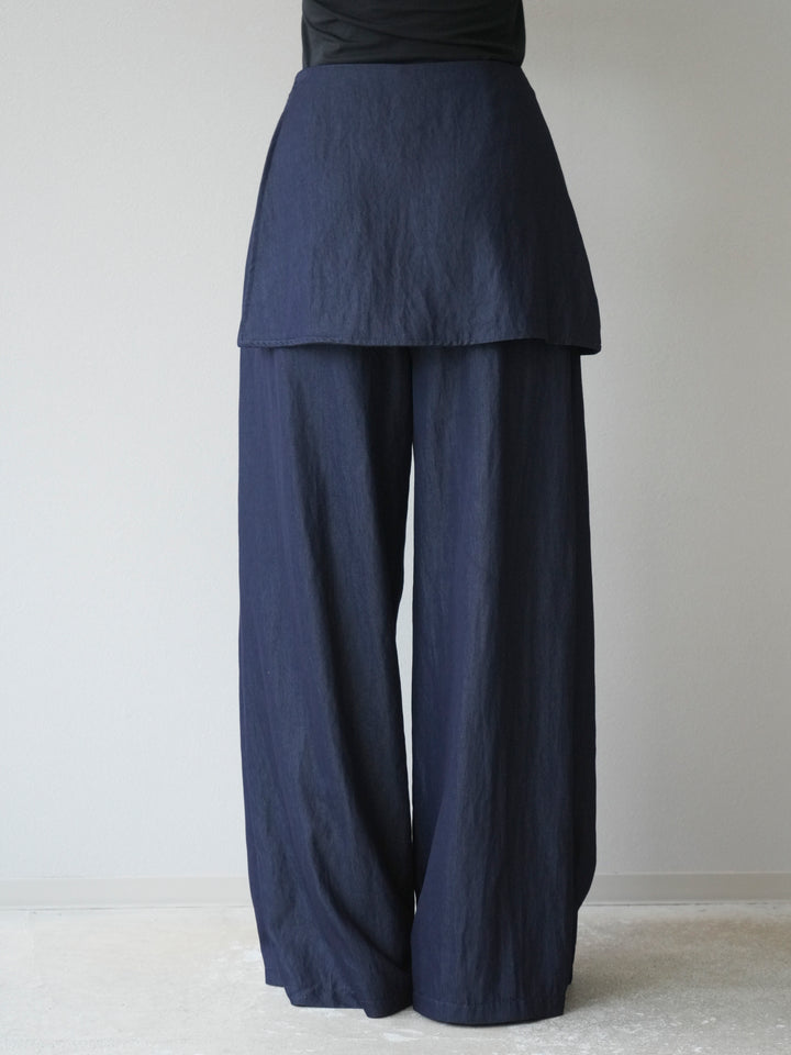 [予約]レイヤードテンセルデニムパンツ/ネイビー