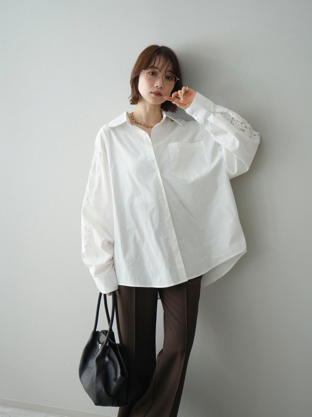 [SET]アームレースブロードシャツ+選べるアクセセット(2set)