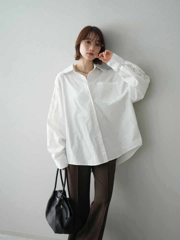 [SET]アームレースブロードシャツ+選べるアクセセット(2set)