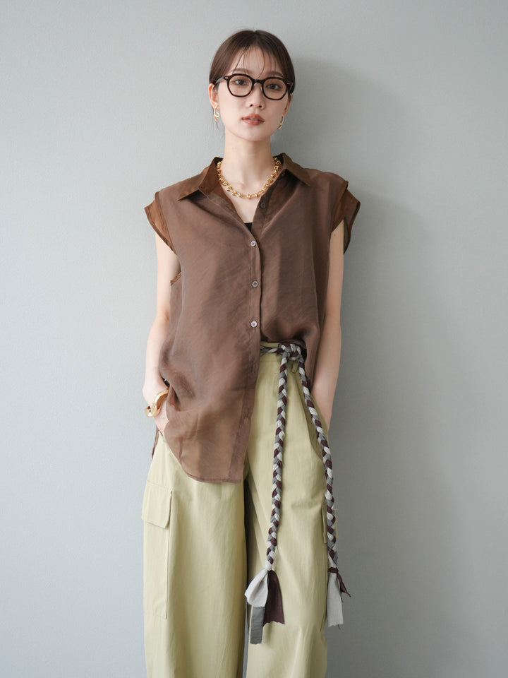 [SET] 硬紗層疊透視襯衫 + 硬紗層疊透視襯衫 (2set)