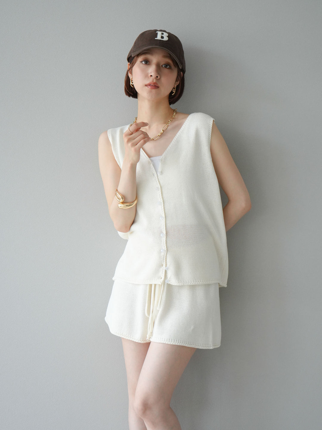 [SET]ニットベスト＆ショートパンツSET UP(2set)