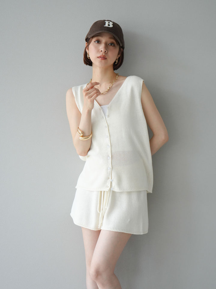 [SET]ニットベスト＆ショートパンツSET UP(2set)