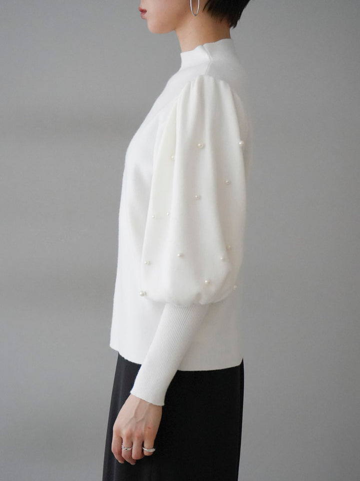 [Pre-order] Volume Sleeve Pearl Knit Pullover/Ivory