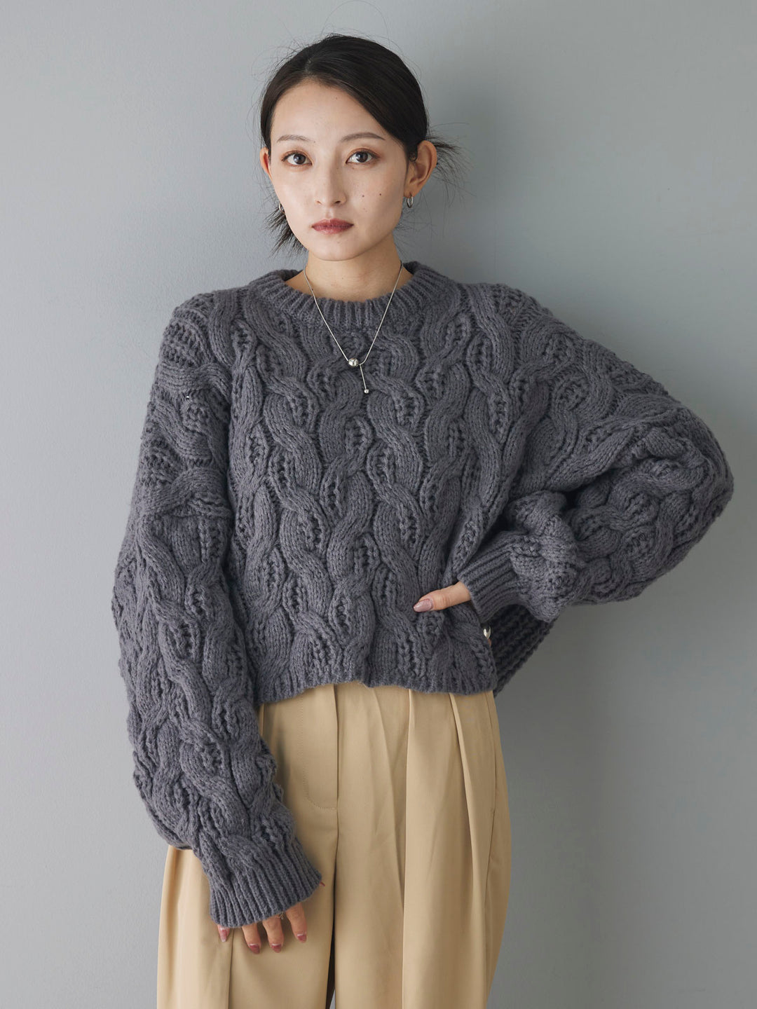 [Pre-order] Chunky cable knit/gray