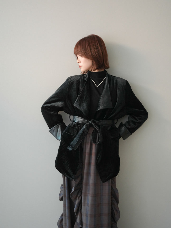 [20%オフ]ベロアガウンジャケット/black