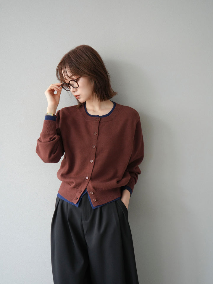 【SET】同色系疊穿開襟衫+雙褶寬褲（2件組）